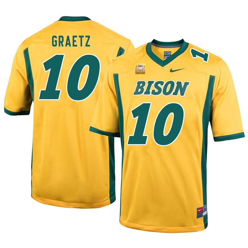 Men #10 Logan Graetz North Dakota State Bison College Football Jerseys Sale-Yellow